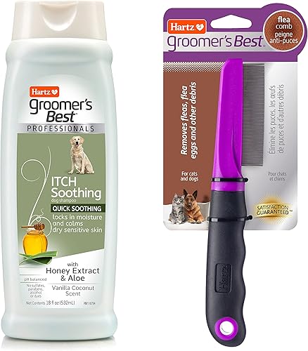 Miniatura 24 de Hartz Groomer's Best - Peine para pulgas para perros y gatos y peine con escudo natural o peluqueros mejor champú profesional