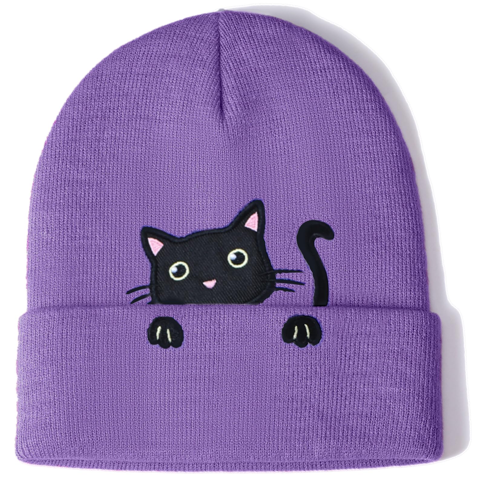 Womens Cat Beanie Cute Cat Lover Gifts Animal Knitted Hats for Women Girls
