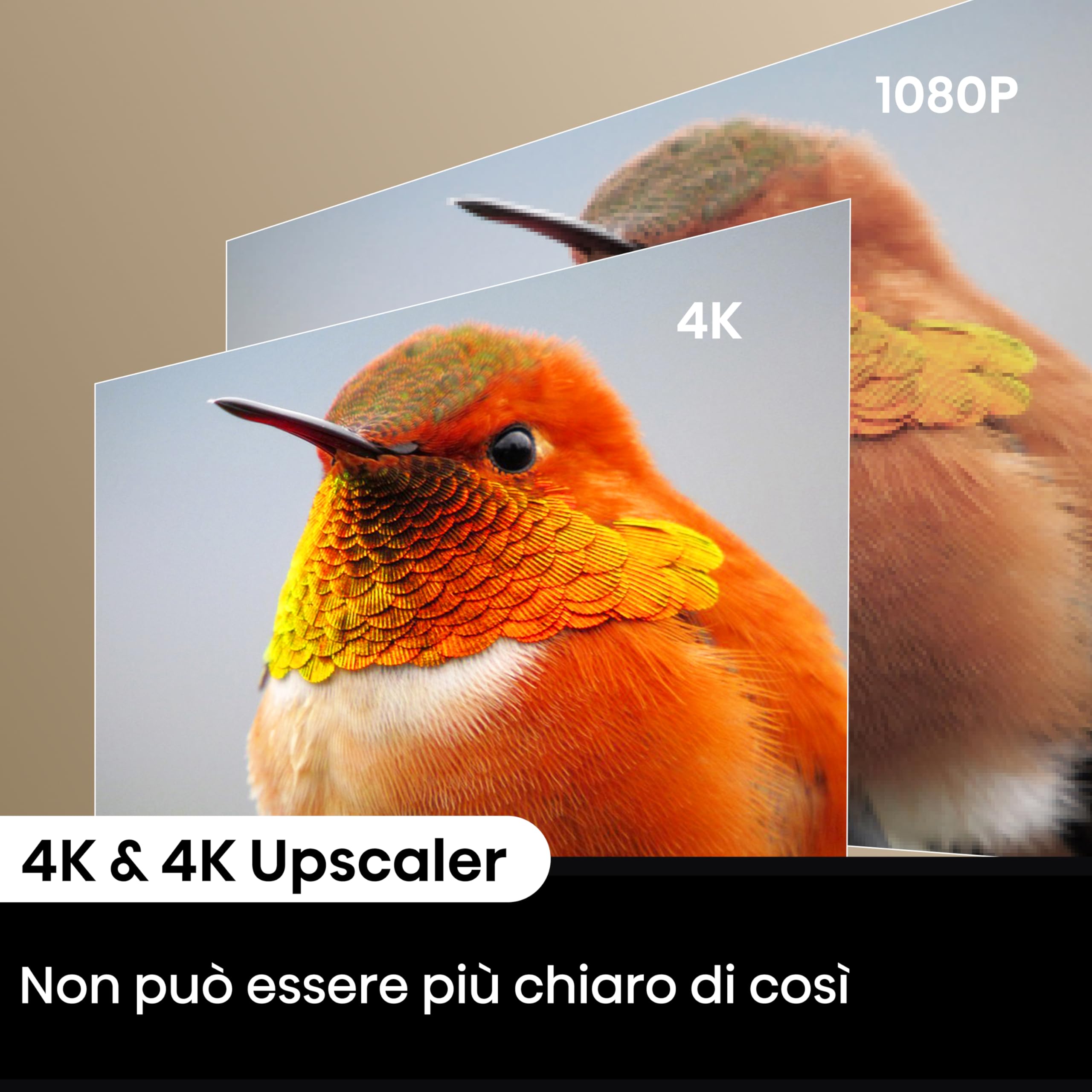 Hisense Smart Mini proiettore C2, 65-300" 4K, 2000 ANSI lumen,Risoluzione 4K, Dolby Vision, HDR10+, Smart TV VIDAA U7.6, 20W audio JBL integrato