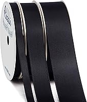 Vista 1 de Ribbli 3 Rollos de Cinta de Manualidades de Satén Negro Sólido de Doble Cara, Total 30 Yardas
