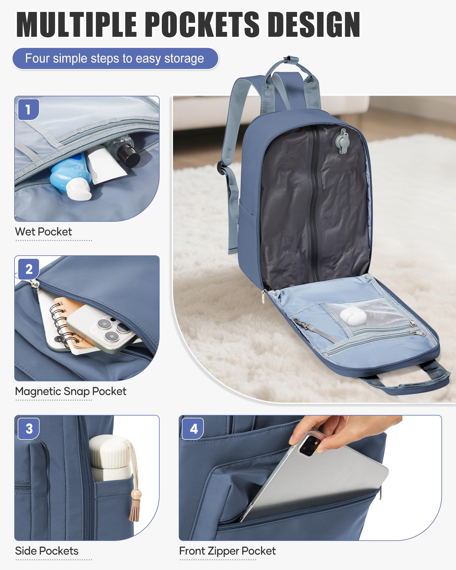 BJLFS Zaino da Viaggio con Sottovuoto Ryanair 40x30x20 Wizzair Bagaglio a mano 40x20x25 Ryanair con Pompa Borse da Cabina per Easyjet 45x36x20 con compressione sottovuoto,Zaino Casual per Laptop