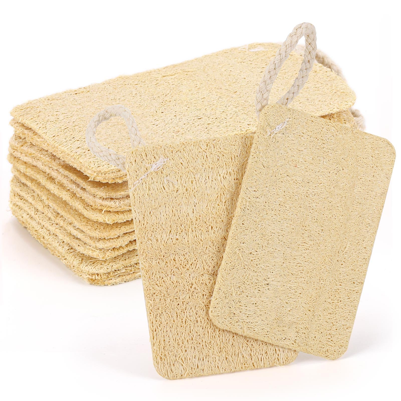 Photo 1 of 12 Pieces Mini Natural Loofah Exfoliating Facial Scrubber, Made with Natural Egyptian Shower Loofah Sponge, Bath Shower Loofah Sponge for Women and Men
