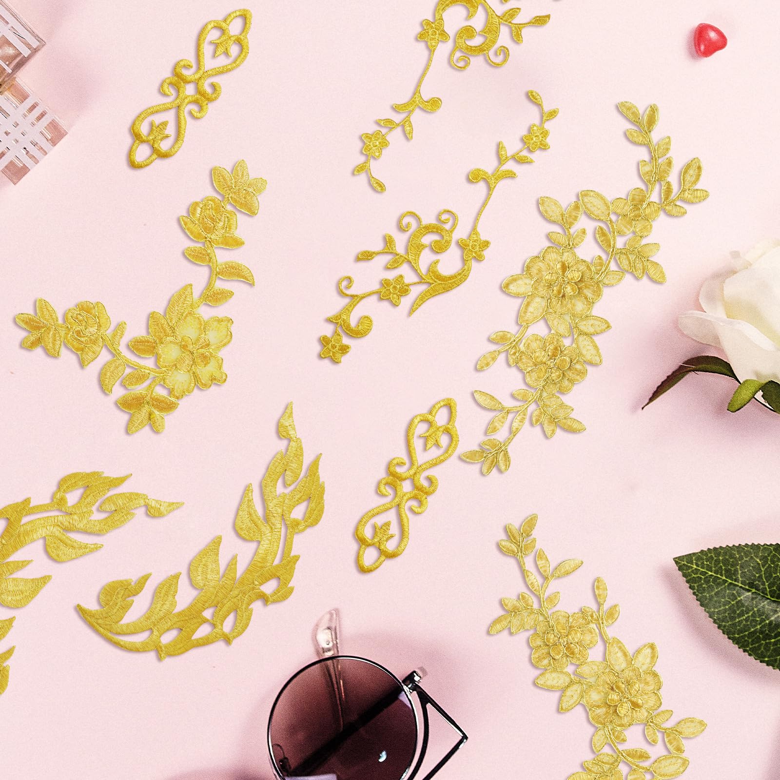 golden patch for dress Amazon.com: NBEADS 16 Pcs Gold Flower Embroidery Patch, 4.4-9.05inch Large Iron on Patches Sew on Patches Golden Floral Appliques for Wedding Dress Decoration Repair Clothing Backpacks Jeans Caps