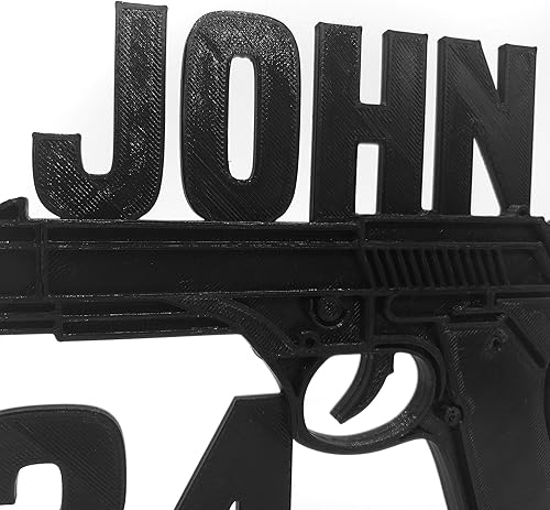 Miniatura 5 de Personalized GUN Birthday Cake Topper on Base with Name & Age for Enthusiast or Military Party Solid 3D Printed Plastic Keepsake Decoration