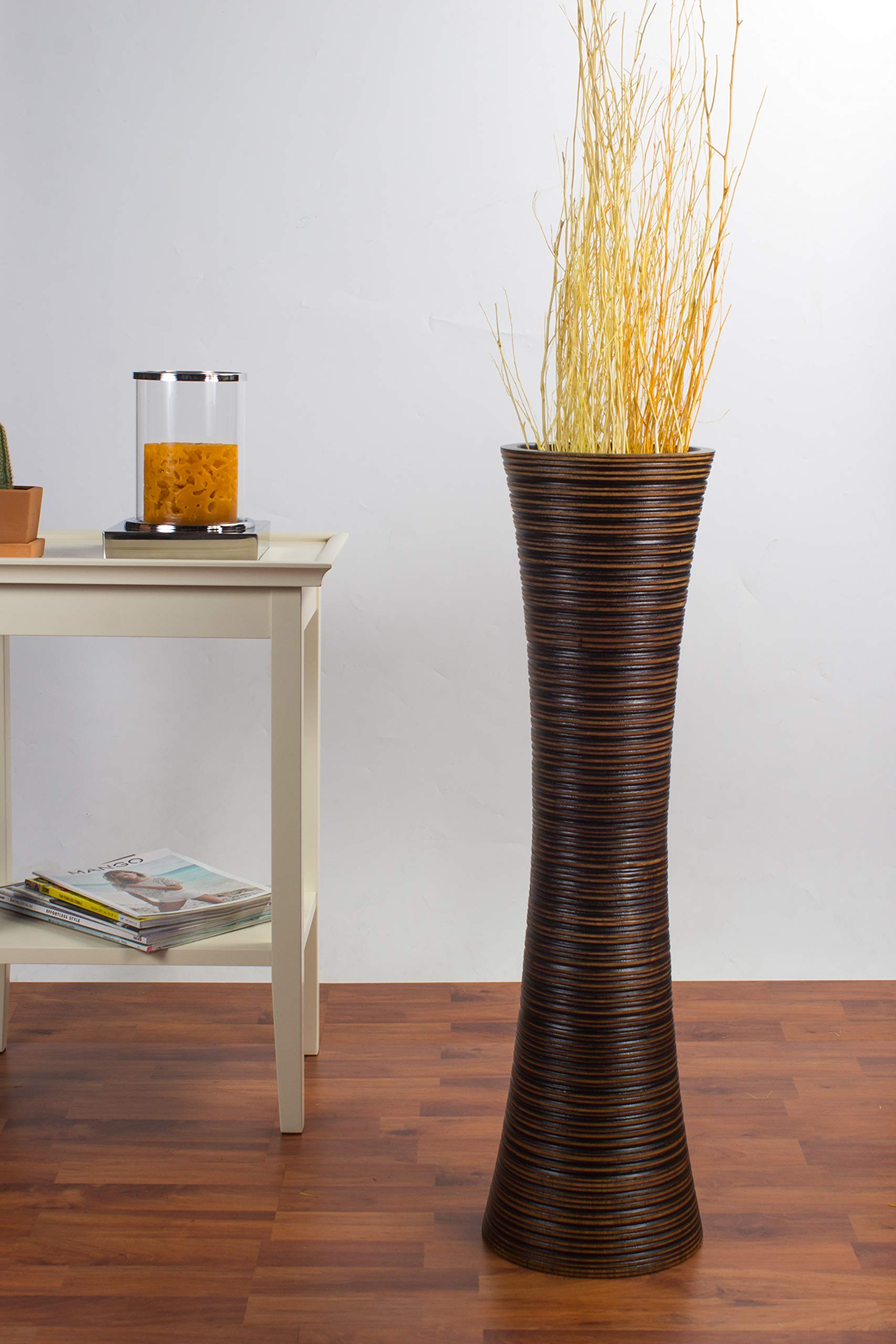 Leewadee Grand Vase A Poser Au Sol 85 cm Haut - Vase De Sol Pour Fleur Ou Pampa, Black, Résine Leewadee Grand Vase A Poser Au Sol 85 cm Haut - Vase De Sol Pour Fleur Ou Pampa, Black, Résine