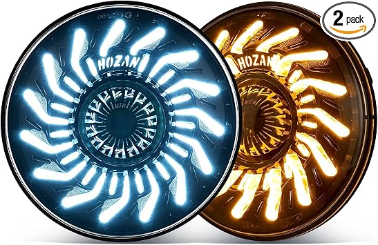 7inch Round chrysanthemum petal Headlights White DRL Amber Turn Signal Compatible with 2007-2017 Wrangler JK JKU TJ LJ