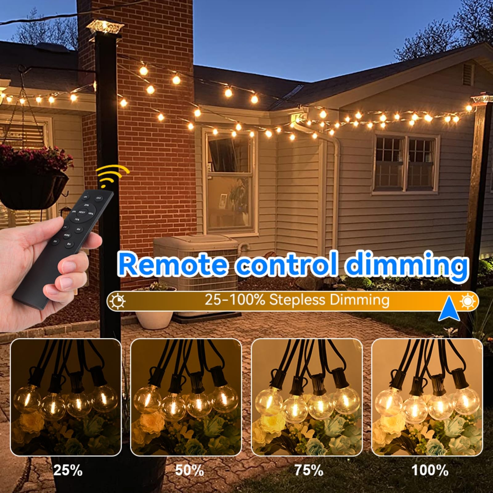 AVANLO Stringa di luci solari con telecomando, 24 m, luci da giardino con 30+2 lampadine, per matrimoni, patio, bar, feste interne ed esterne