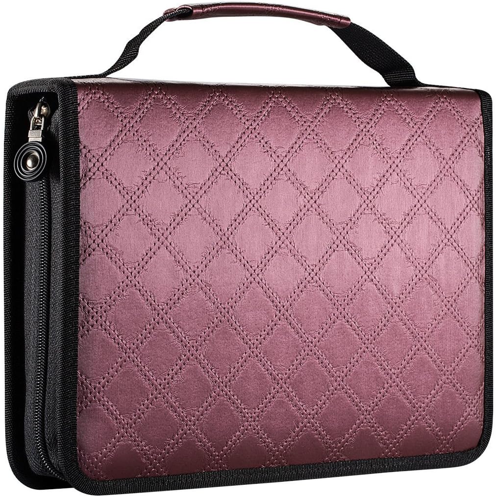 WINSHEA 120 Slots PU Leather Pencil Case Pencil Holder Large Capacity Multi-layer Zippered Students Pencil Pouch Pencil Wrap Bag Colored Pencils Case Organiser Stationary (Purple Red)