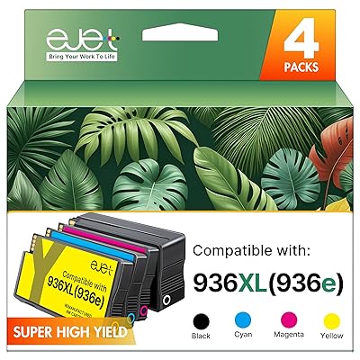 936XL 936e 936 Ink Cartridges for HP Printers Replacement for HP 936 Ink Cartridges Combo Pack Work with OfficeJet Pro 9125e 9120e 9730e 9130 9135e 9122e 9128e 9110b 9120b 9130b 9130e Printer (4-Pack)