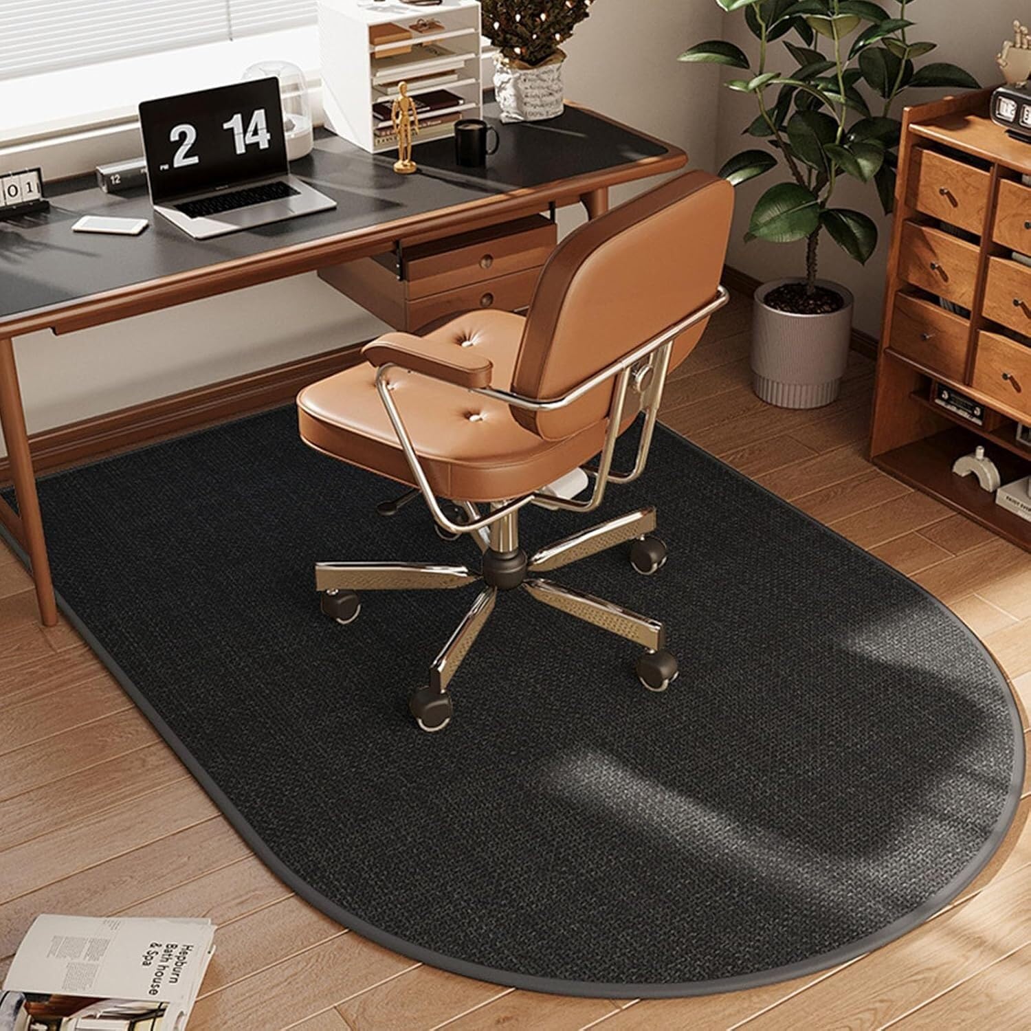 WaiDXn Linen Floor Mats To Protect Carpets And Hardwood Floors In The Office(Schwarz,80x120cm)