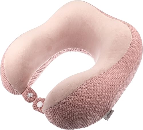 Miniatura 1 de VOCOSTE Almohada de espuma viscoelástica en forma de U, cojín de almohada para el cuello, cojín de almohada de viaje para el hogar, rosa