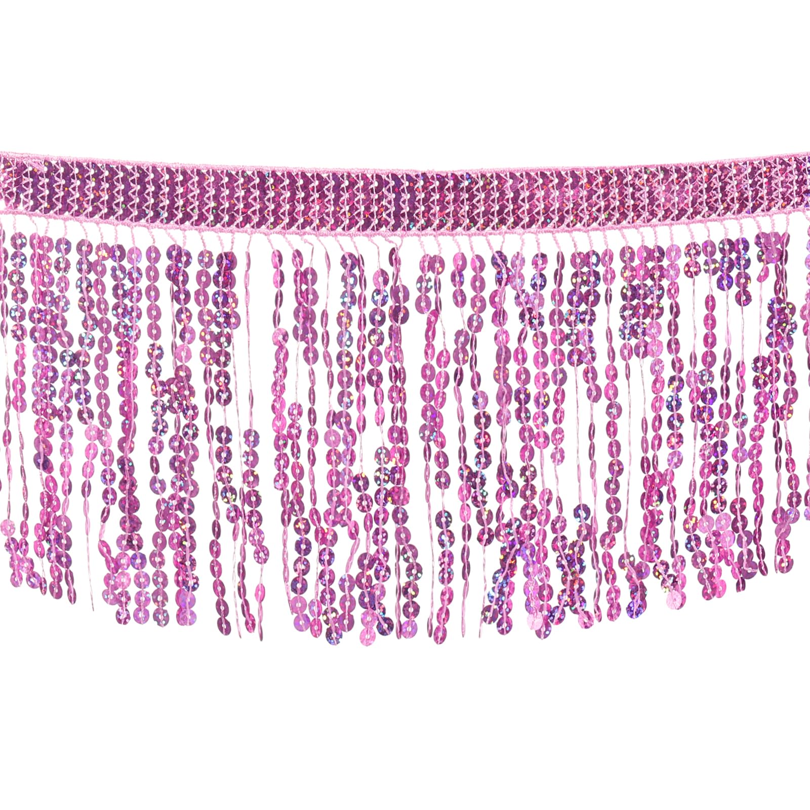 Ruban à franges à paillettes rose de 9,1m pour customiser vos vêtements et robes