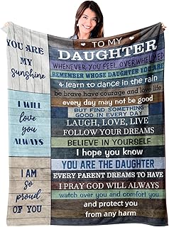 to My Daughter Blanket Gifts from Mom Dad, Valentine's Day Birthday Gifts for Daughter Gifts for Graduation Wedding Christmas Flannel Fleece Warm Cozy Lightweight Throw Blankets for Bed Sofa 50"x60"