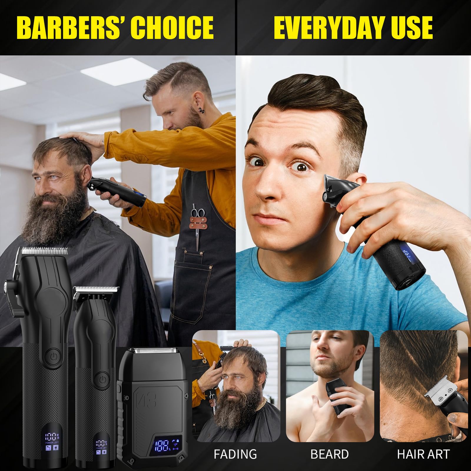 BESTBOMG Haarschneidemaschine Haarschneider Profi Herren Elektrorasierer, Haartrimmer Bartschneider Barttrimmer Präzisionstrimmer Langhaarschneider Folienrasierer Männer