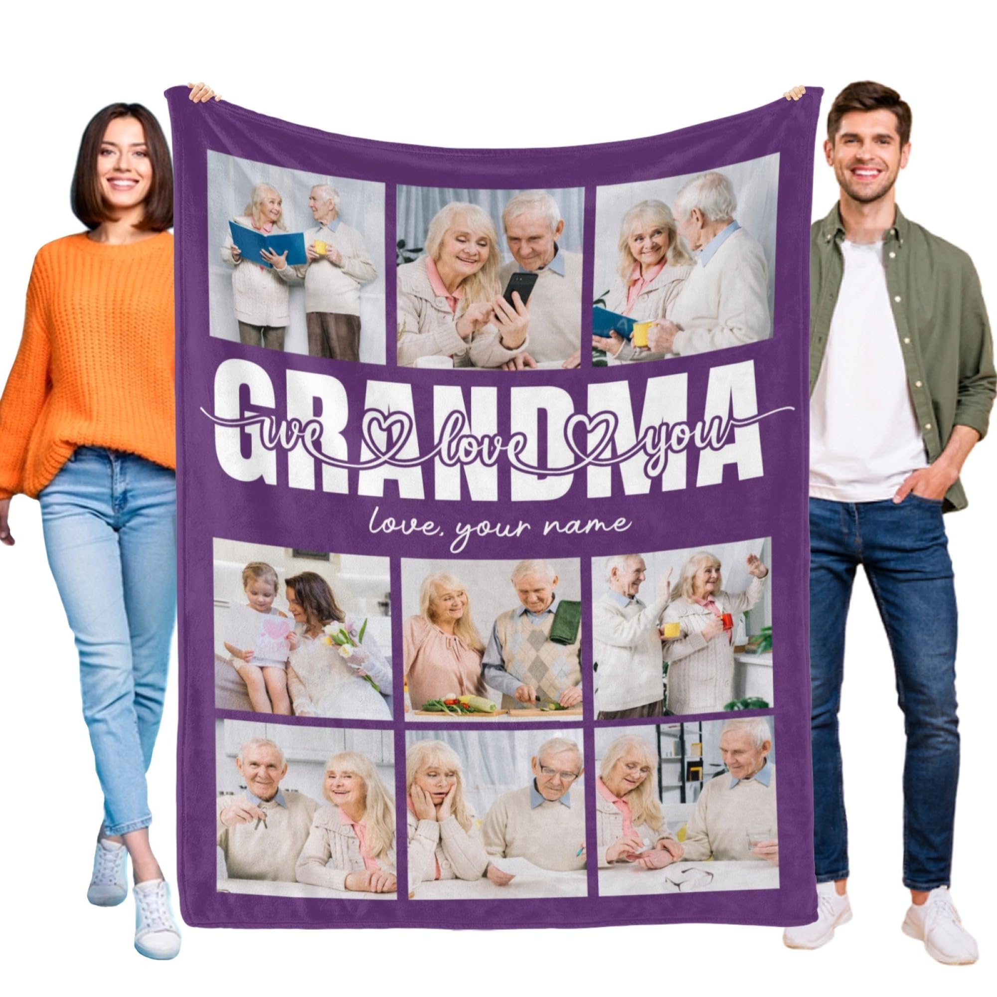Ruleyka Grandma Blanket Personalized Gifts Mothers Day Blanket from Grandkids Best Grandma Ever Custom Blankets with Photos Customized Blankets
