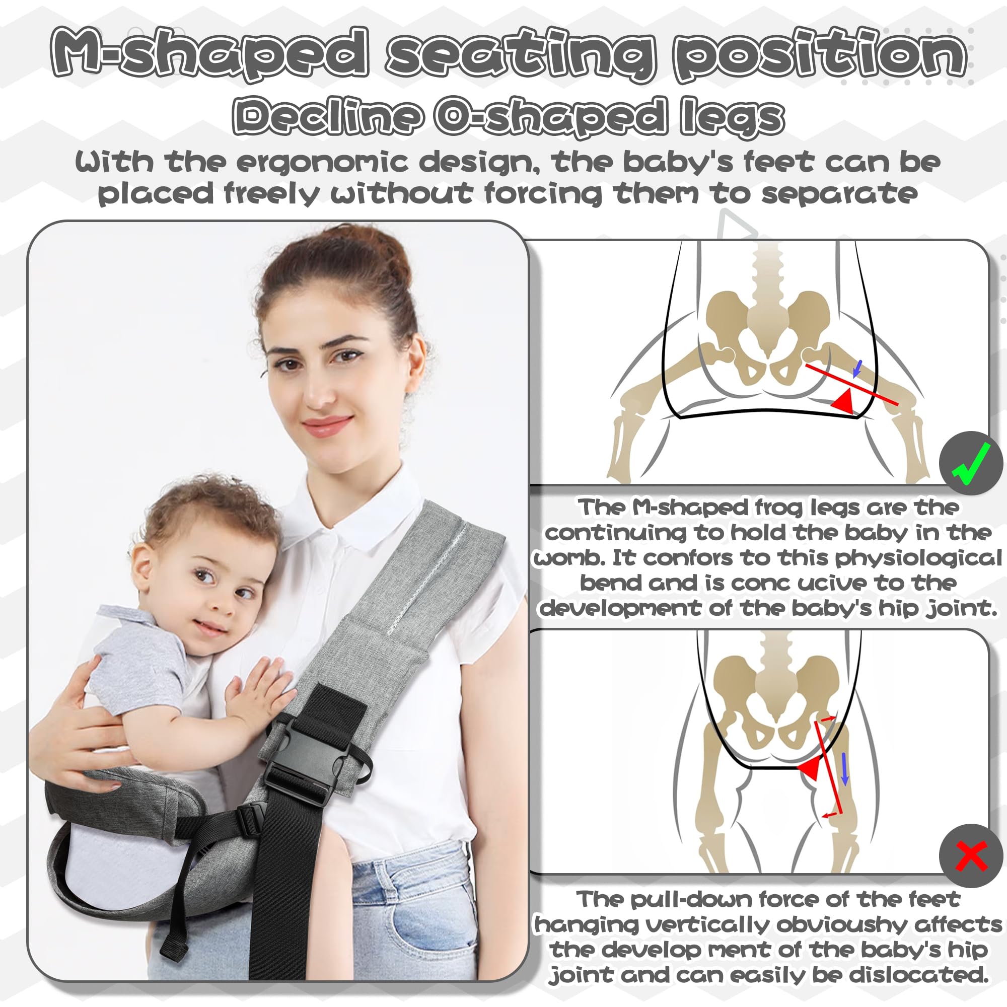 GoaePode Baby Carrier with Side Support Straps, Hands Free Adjustable Toddler Sling Carrier - Image 3