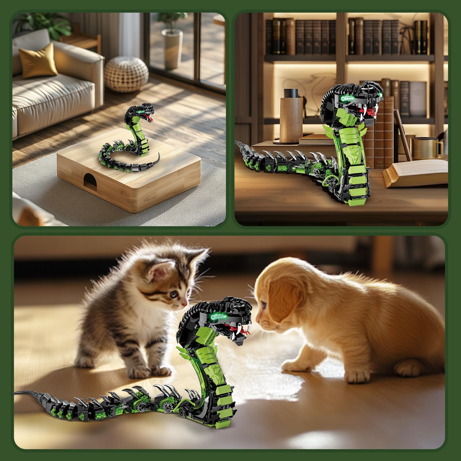 Mechanical Snake Building Set, Ideas Horror Cobra Animal Toy Display Model for Adults, Compatible with Lego Dragon, STEM Gift for Teens Kids Boys Ages 8+ (689 PCS)