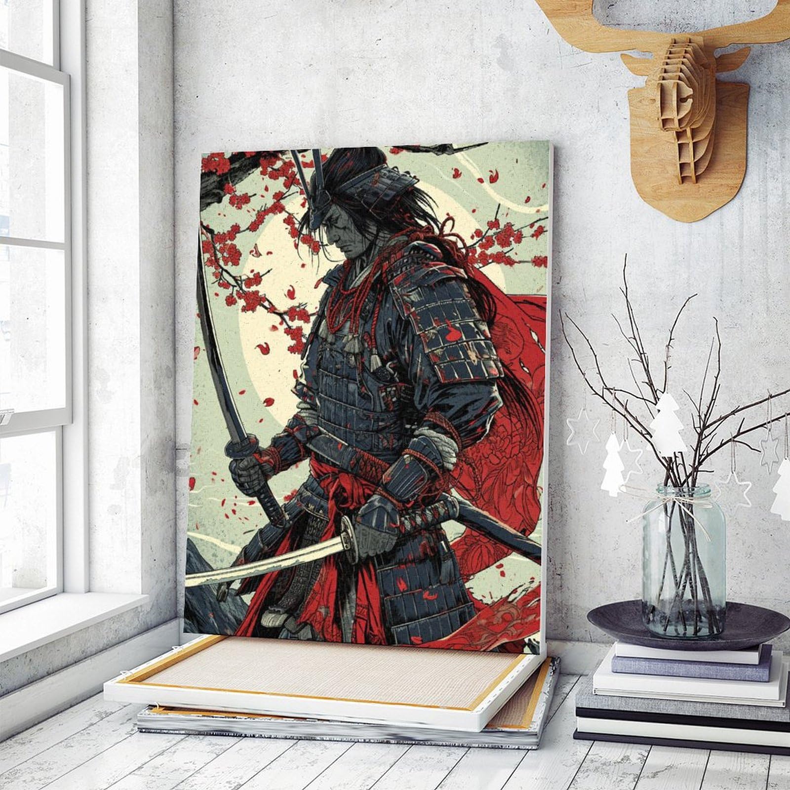 Amazon | 剣を持った日本の武士 数字キットによる絵画 数字油絵