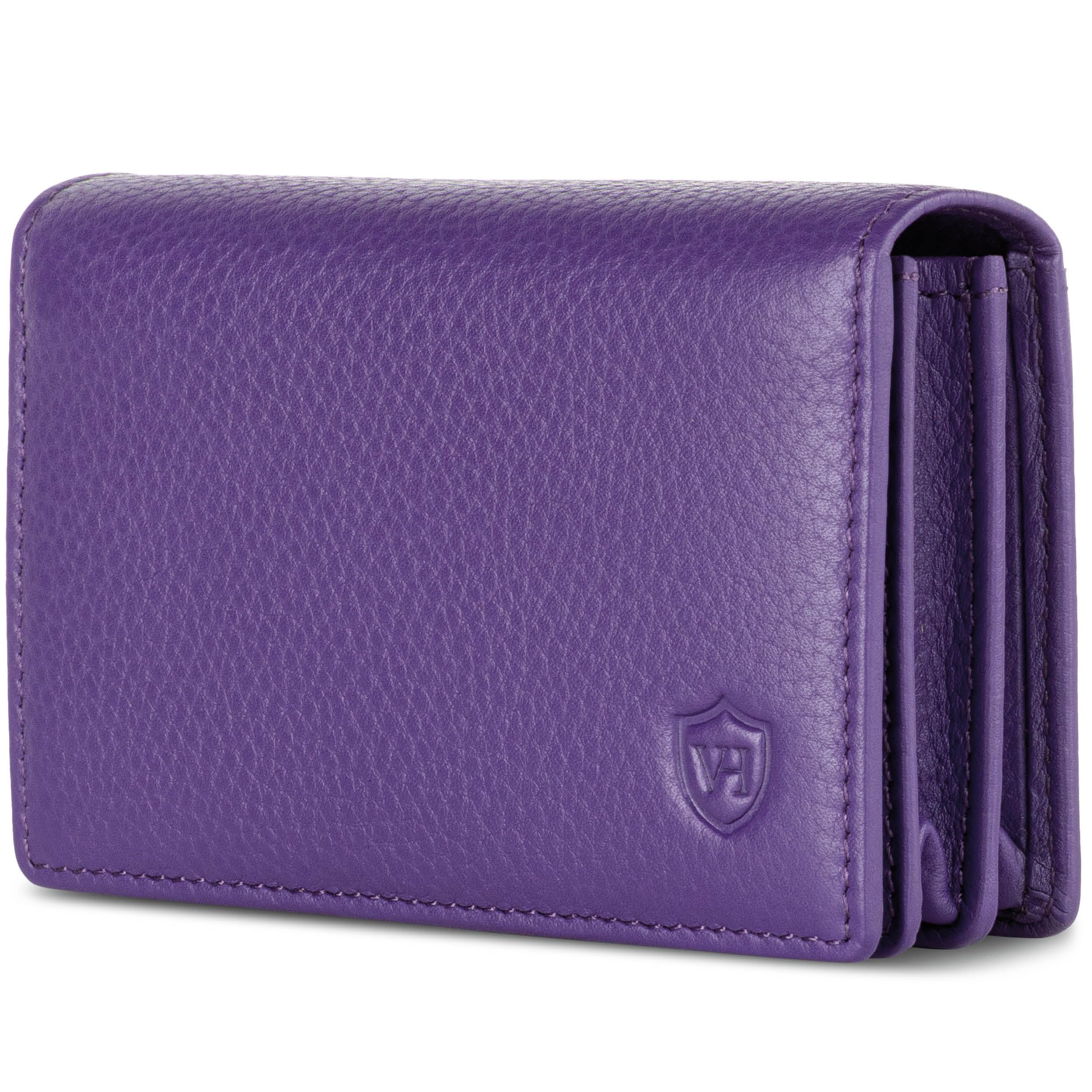 VON HEESEN® Visitenkartenetui Leder mit RFID-Schutz - Platz für 50 Visitenkarten - 6 Fächer - Visitenkarten Etuis - Geschenk für Damen & Herren (Violet)