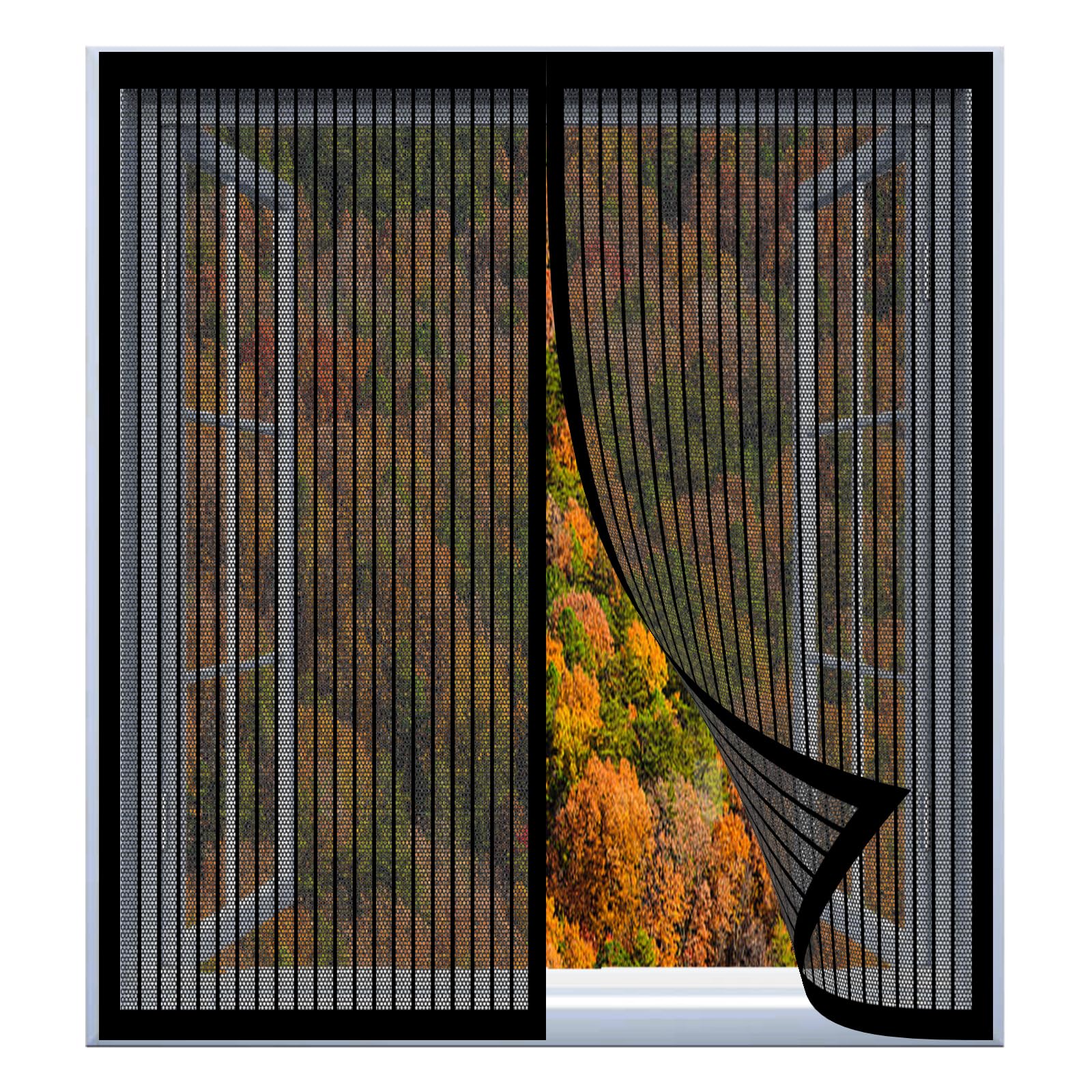 Mosquito Net for Window 70 x 105 cm Easy Installation No Drilling Or Screwing Anti Mosquito Fly Curtain for Windows Nets to Keep Bugs Out, Black