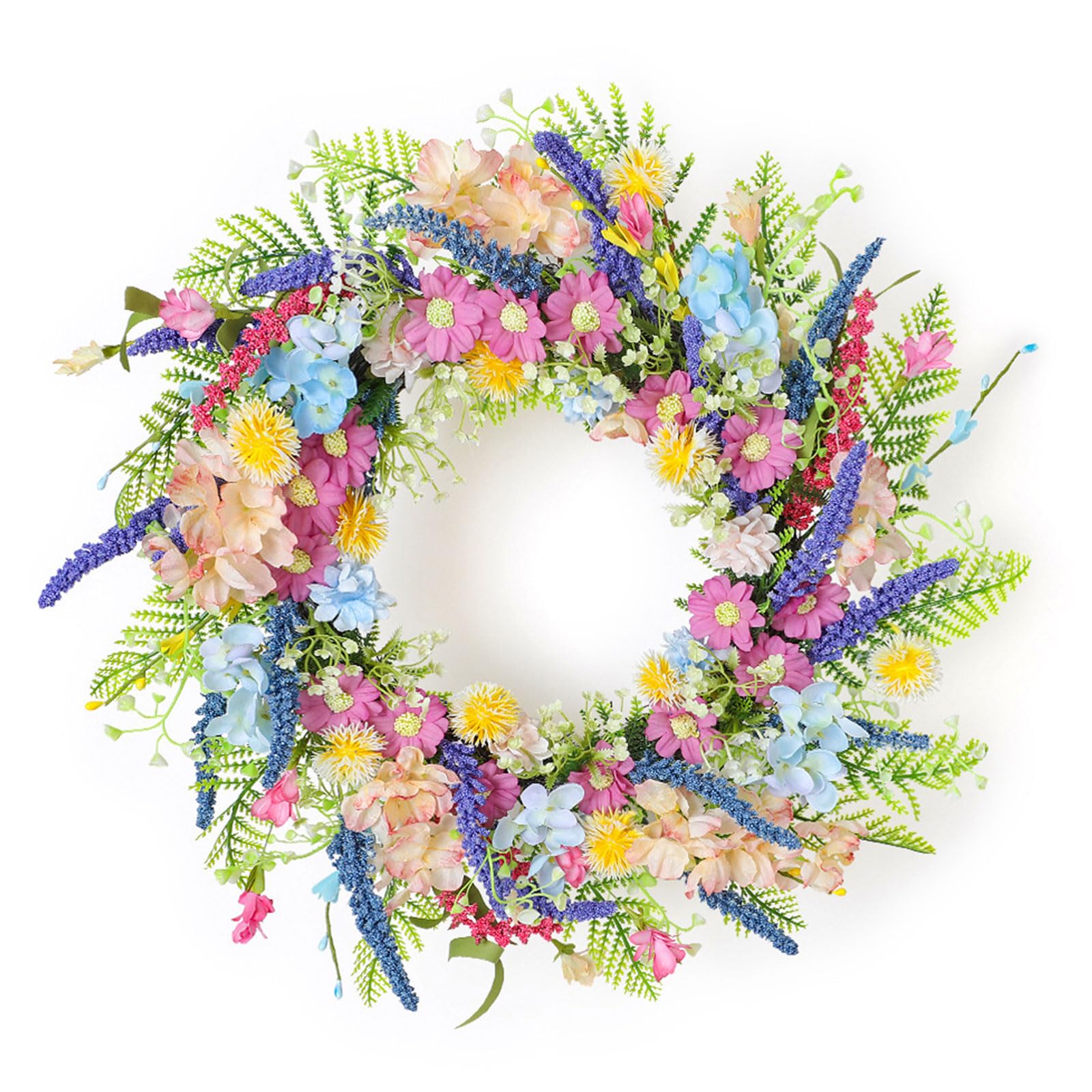 Themed Artificial Hanging Wreath Delicate Fabric Flower Garlands for Festives Commercial Decoration Blue Blossomy Wreath