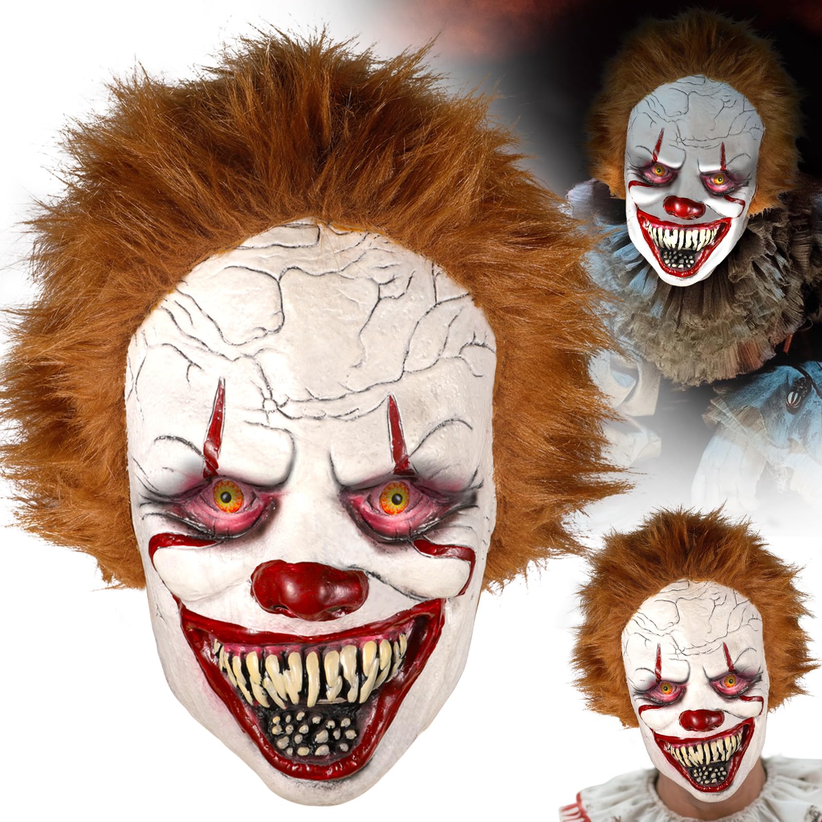 XUNIVERS Máscara de Payaso Terrifier de Terror,Mascarilla De Látex, disfraz de Halloween para adultos,Máscara de terrifier para Halloween,Disfraz de halloween y Gadgets para Fiestas