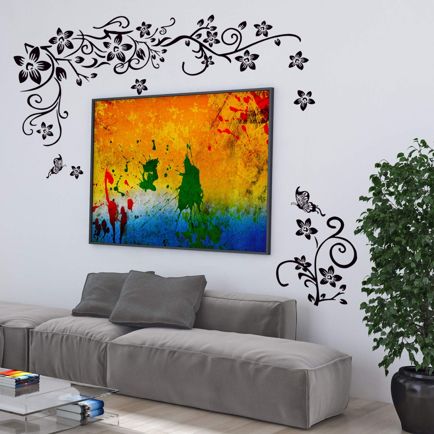 Wall Sticker Decor LiveGallery Purple Petunia Wall Decals Peony Flowers ...