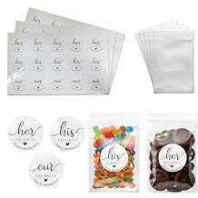 Tsunerrorami 150 Stickers & 150 Bags Wedding Favor Set His and Her Favorite Candy Bags with Stickers, Wedding Favor Bulk for Guests, Bridal Shower & Reception Supplies
