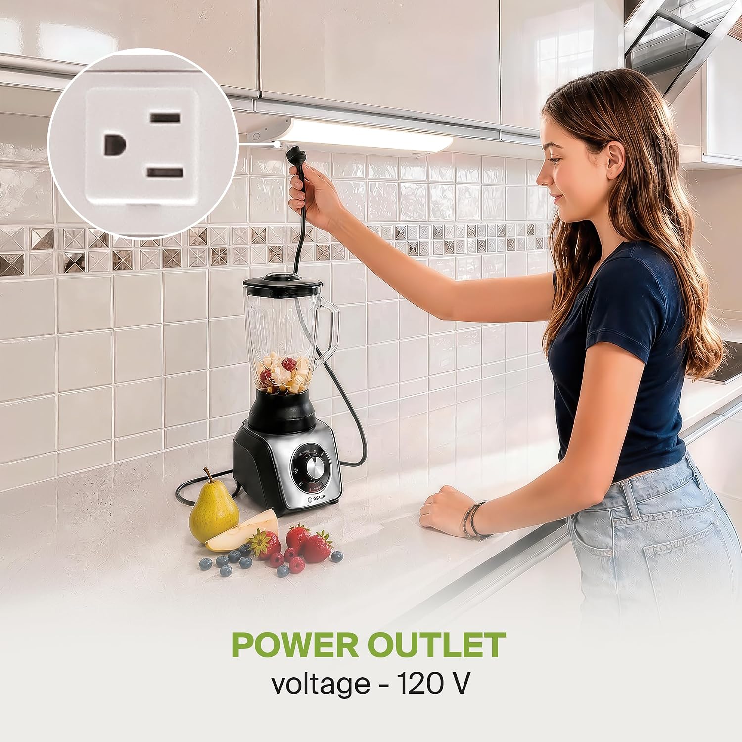 ASD LED Under Cabinet Lighting with 1 Power Outlet, 18 inch 8W 715 LM, Hardwired Under Cabinet Lights for Kitchen, 3000K/4000K/5000K, Under Counter Light Fixtures, ETL, White Finish (No On/Off Switch) image 3
