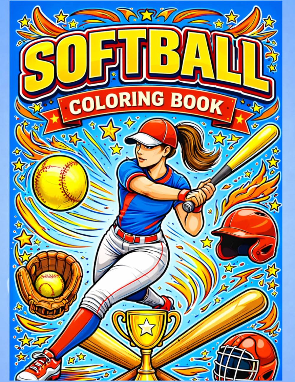 Softball Coloring Book: 50 Single-Sided Designs for Athletes Who Play Hard | Bold Coloring Pages for Teen Athletes | for Girls
