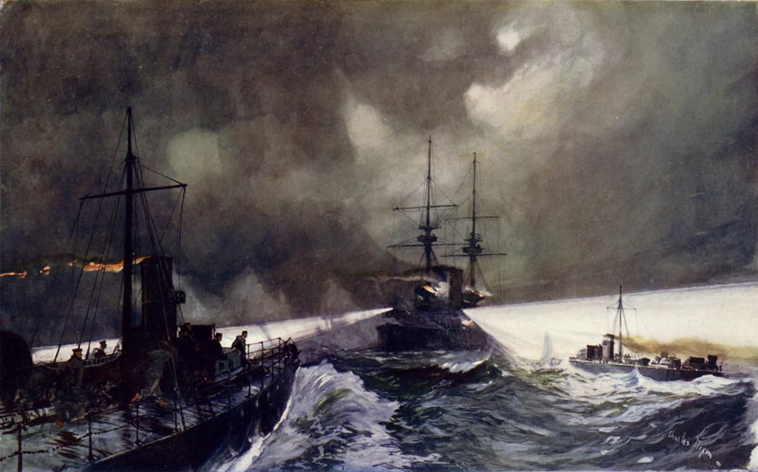 POSTERIIk Famous Print Pop Art Wall Art Graffiti Torpedo Boats in Action At the Naval Manoeuvres by Charles Edward Art Prints for Home Decor 60x90cm