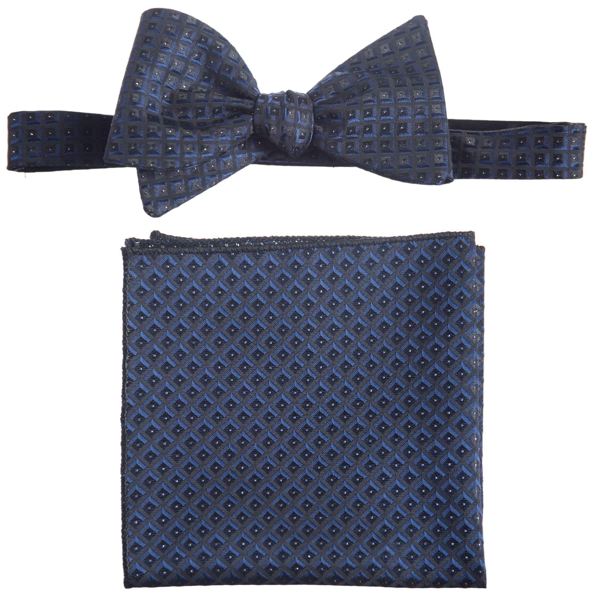 Tuxgear Mens Adjustable Selftie Bow Tie with Stretch Suspender Set, Youth, Navy Blue Stardust (Youth, Navy Blue Stardust)