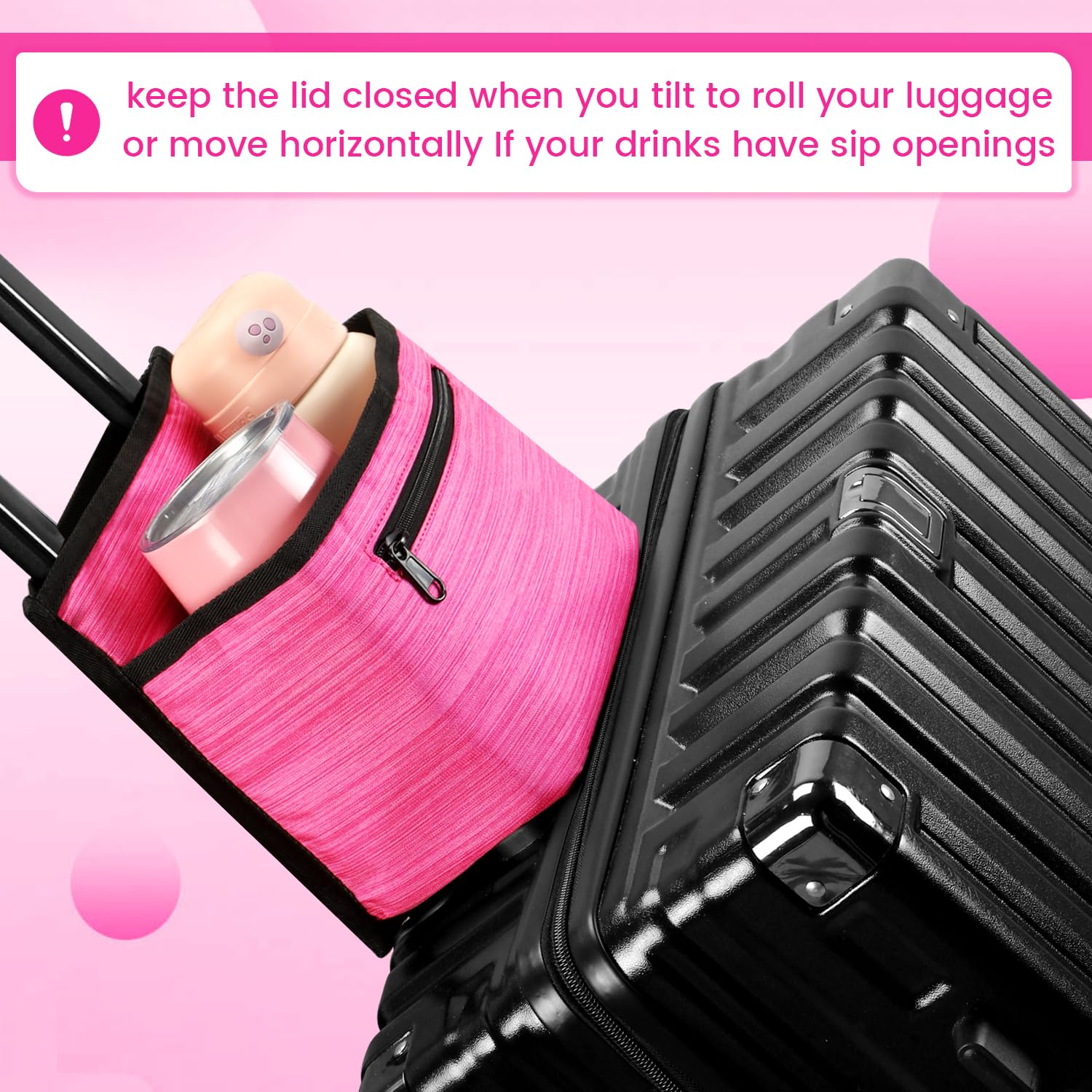 ZHCHG Accesorio para portavasos de viaje para maleta, soporte para bebidas, taza de café y vasos, accesorio manos libres para viajeros, regalos para asistentes de vuelo, accesorios de viajeros