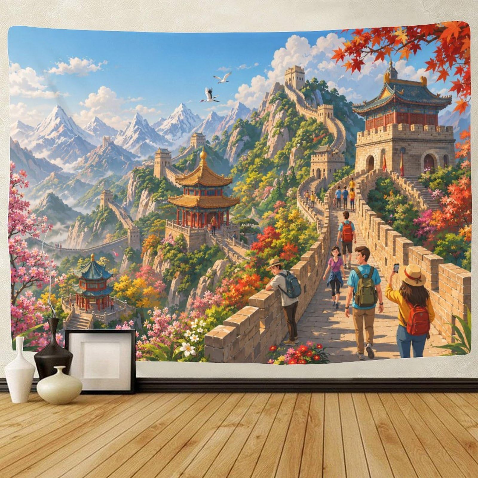 GPMNBCXZK Great Wall of China Theme Wall Hanging Decor 3D Print Wall Tapestry Tapestries Poster Curtain Bedroom College Dorm 70cmx100cm