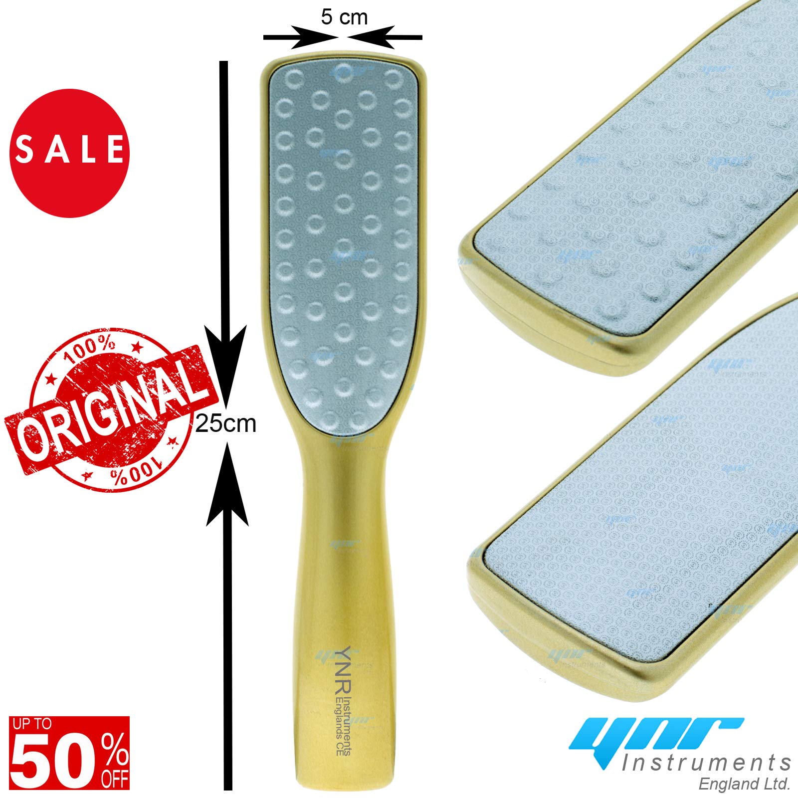YNR® England Foot Rasp Callus Callous File Dry Hard Dead Skin Corn Remover Shaver Exfoliating Pedicure Tool Smooth Smoother Foot Care (YNRGold)