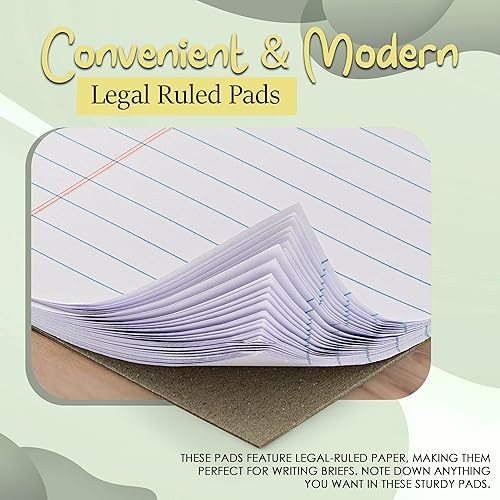 Miniatura 6 de Emraw Bloc de escritura universal de 50 hojas con borde micro perforado blanco con rayas legales, tamaño carta, 50 unidades, 8.5 x 11.75 pulgadas