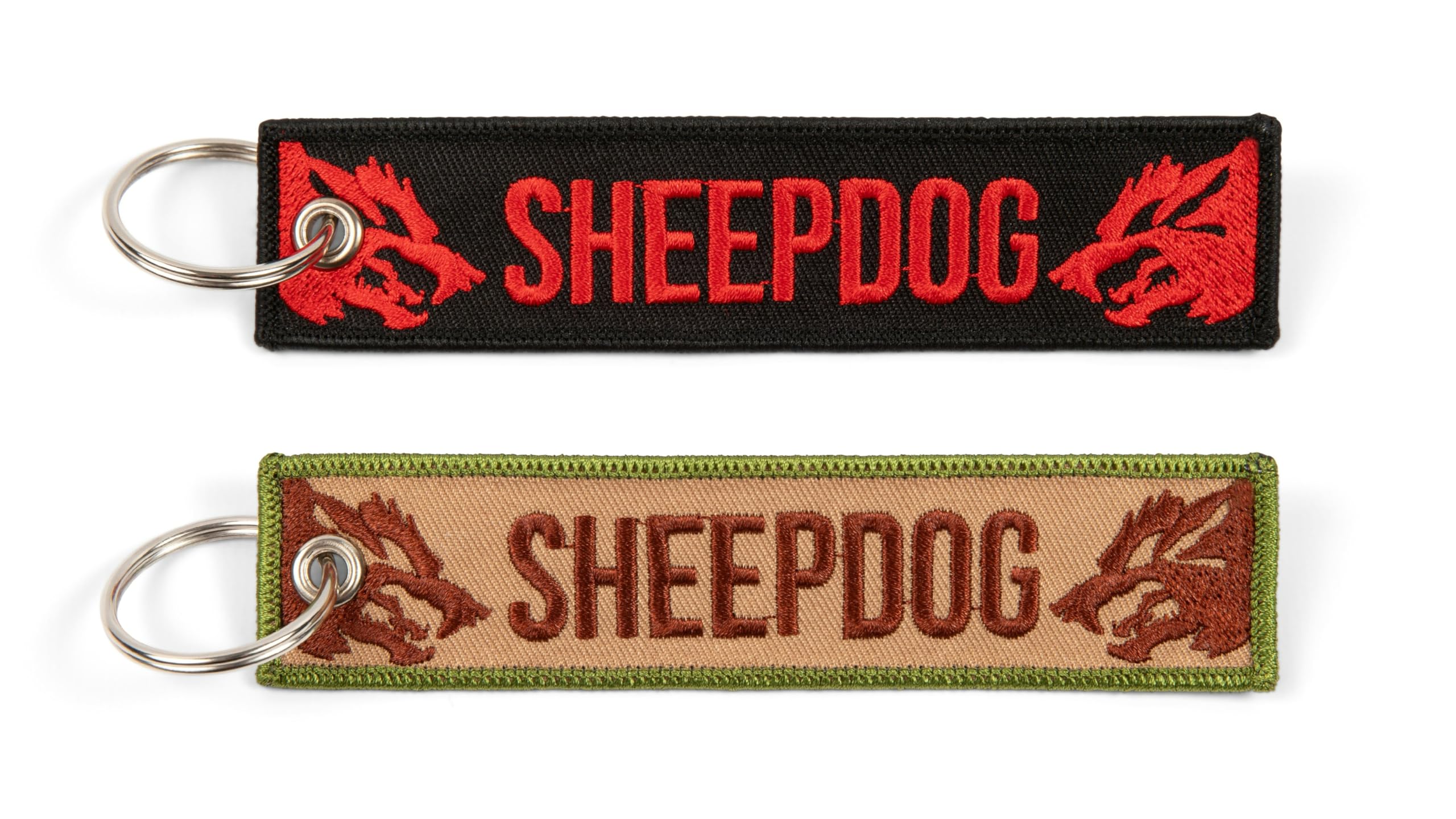 Great 1 Sheepdog Military Keychain Tag with Key Ring and Carabiner 2-Pack - Keys, Cars, Motorcycles, Backpacks, Luggage and Gifts - EDC