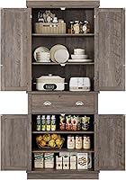 Vista 7 de FOTOSOK 72" Kitchen Pantry Storage Cabinets with Drawer, Freestanding Cupboard with 4 Doors, Drawer, 4 Shelves, Utility Pantry Cabinet for Kitchen