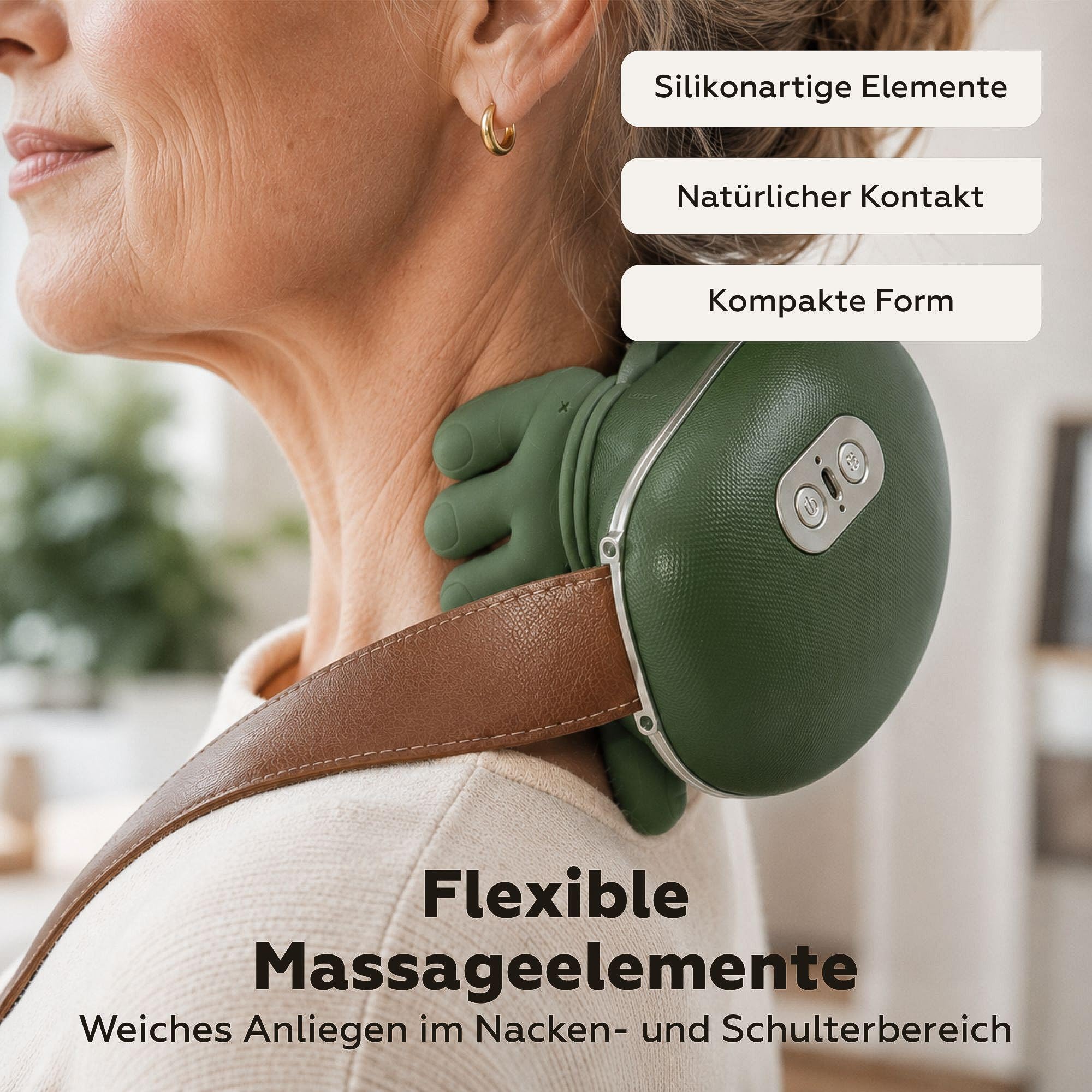 Nackenmassagegerät mit Wärme, 4D-Knetmassage, 3 Intensitäten, 2 Heizstufen, kabelloses Massagegerät für Nacken und Schultern
