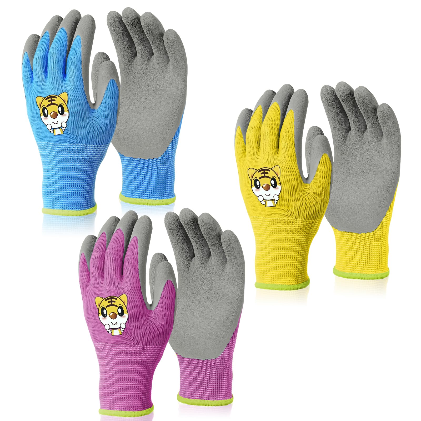 OSDUE 3 works of Gardening Gloves, Kids Safety Work Gloves