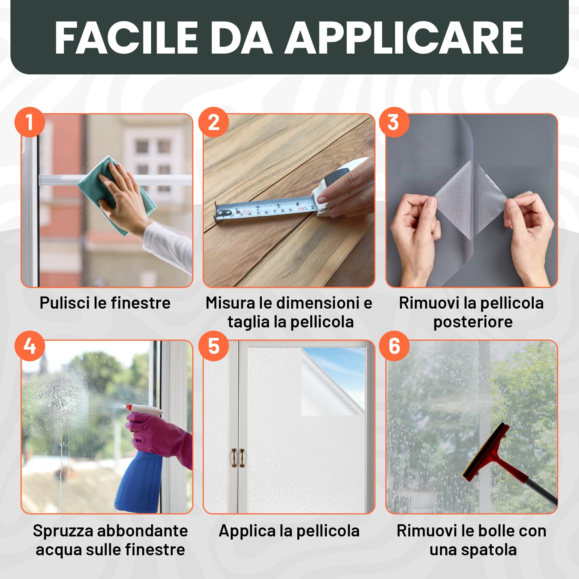 Perfect Cover Pellicola Anti Sole per Finestre, Pellicola Opaca Finestra, Window Film Privacy con Spatola, Pellicola Adesiva per Finestre Anti UV per Bagno, Cucina, Ufficio, Casa (120x300)