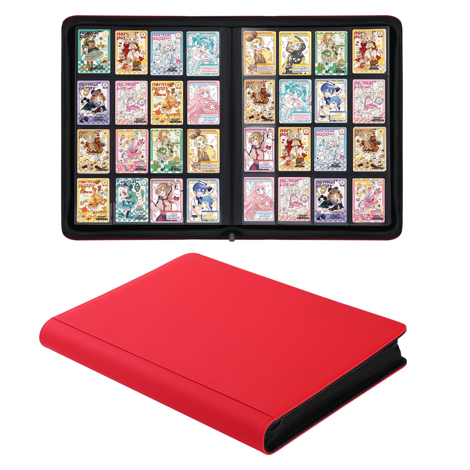 Carpeta de tarjetas de 16 bolsillos para 1280 tarjetas, carpeta de tarjetas coleccionables de Pokedex roja, álbum de tarjetas para MTG, TCG, tarjetas deportivas