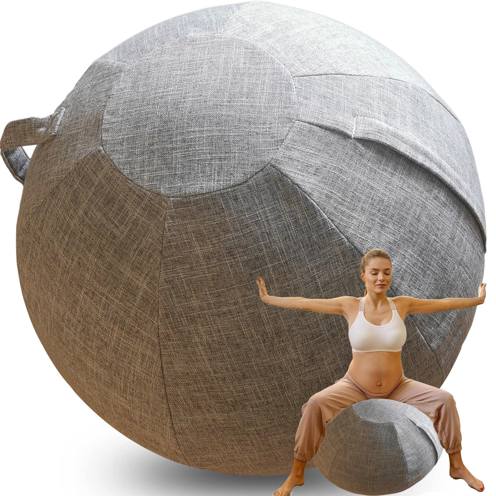 WTZHHK Cotton and Linen Yoga Ball Cover for Birthing Ball Pregnancy, Exercise Balls for Adults, and Swiss Ball - Stylish and Functional【No balls included】 (Color : Grey, Size : 65CM)