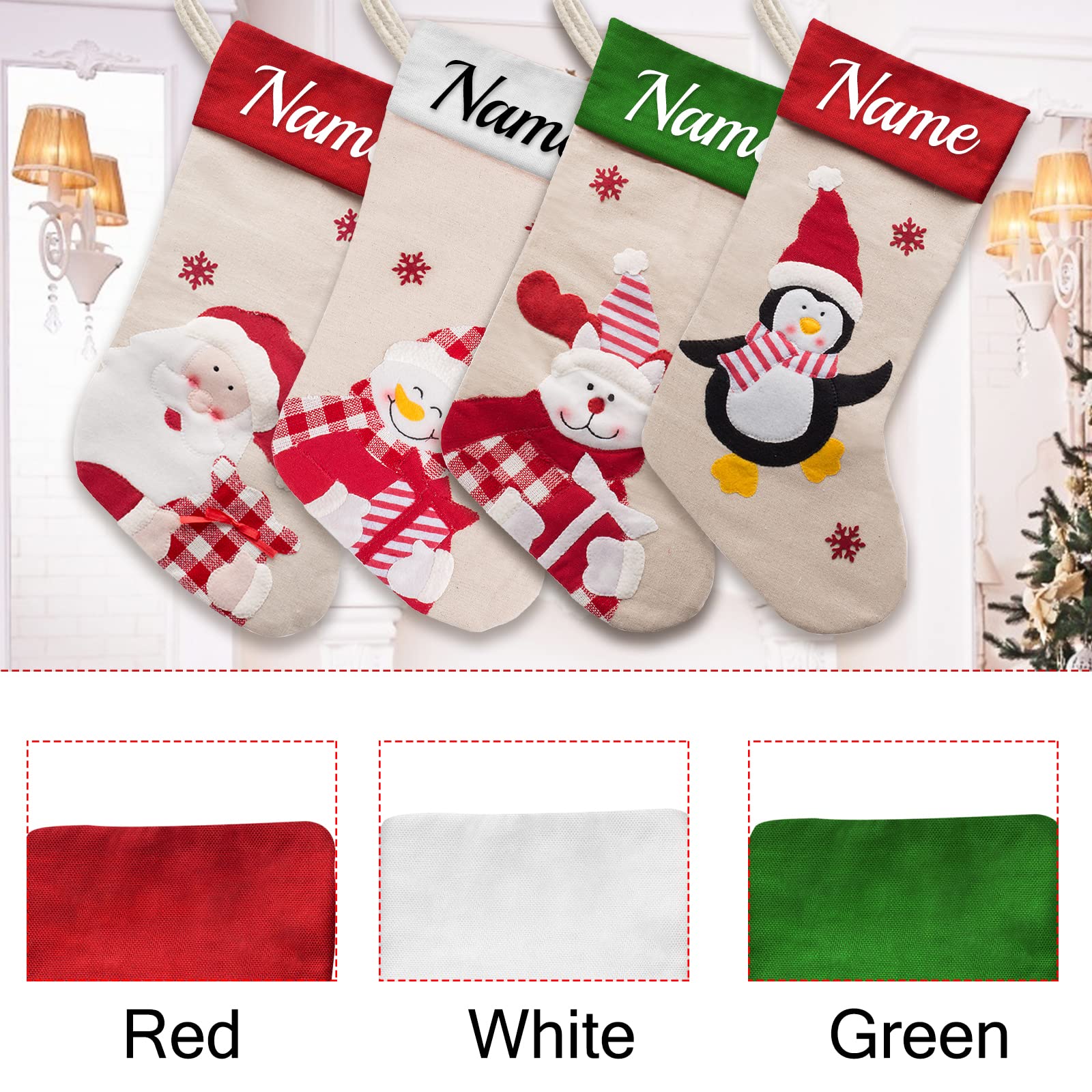 Westpearl Juego De 6 Medias De Navidad Personalizadas, Medias De Navidad  Personalizadas Con Nombre, Adorno Familiar, image size:1600x1600
