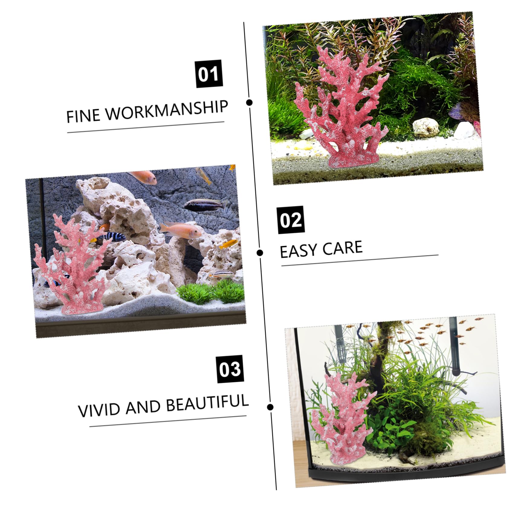 BESPORTBLE Decoración Estilo Mediterráneo de Coral Artificial de Resina Adorno Rosa Fácil de Cuidar para Acuario para Decoración de Peceras