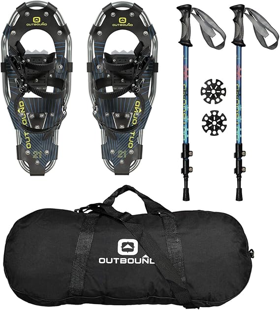 OUTBOUND Snowshoe Kit Lightweight Aluminum Snowshoes with Adjustable