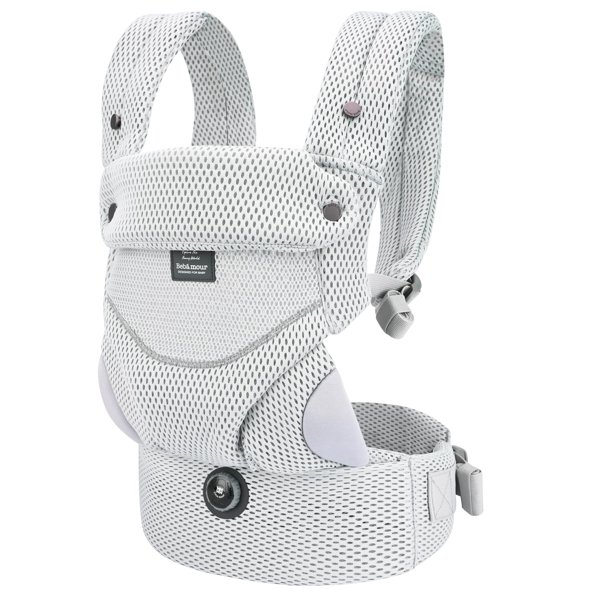 Bebamour Ergonomic Baby Carrier for Newborn to Toddler, Adjustable Seat Width with One-Hand Knob, Front & Back Carry Infant Carrier, Soft Cotton & Breathable Mesh, 3.6–14.9kg, 4–36 Months, Mesh Grey