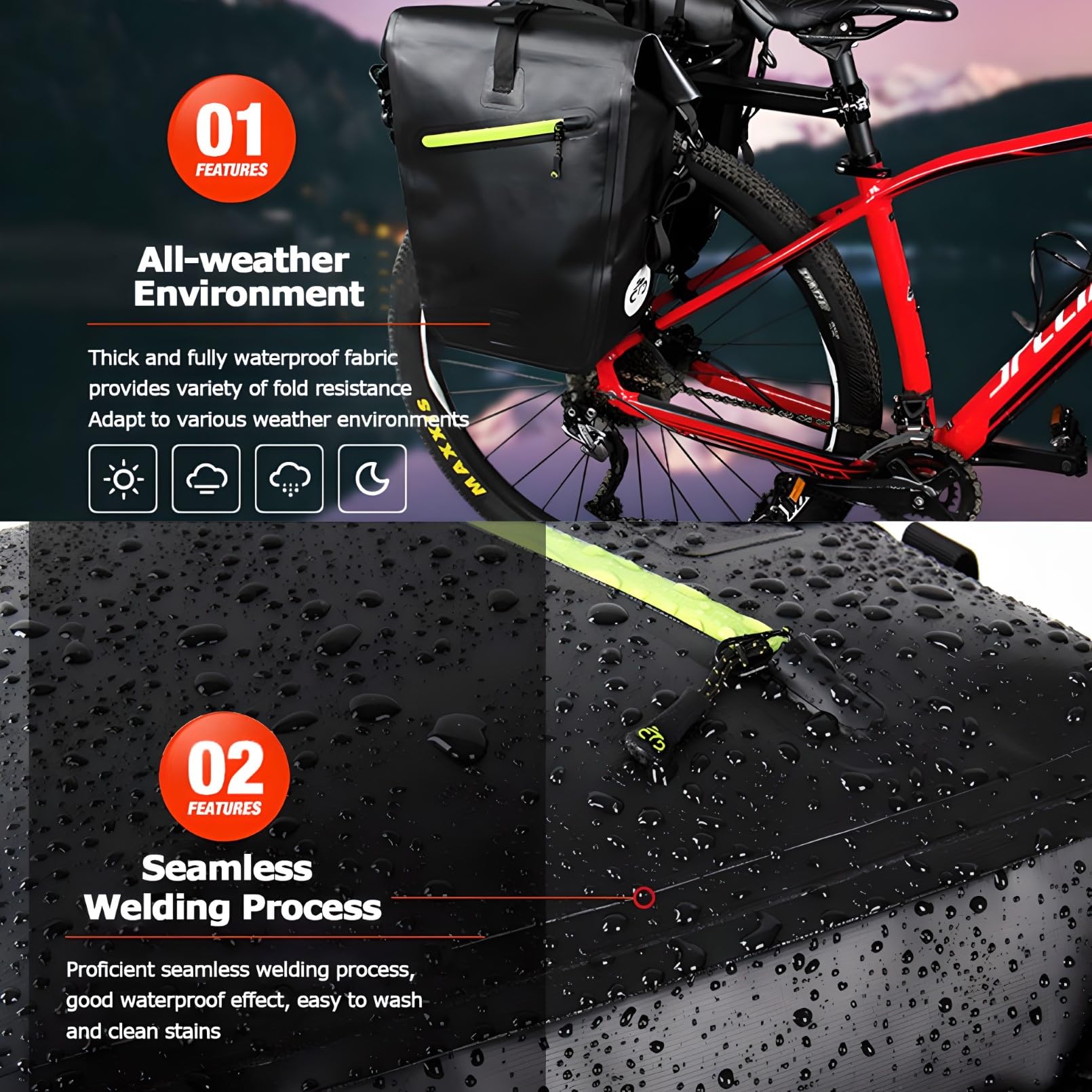25L Sakwa Rowerowa Wodoodporna Sakwa Na Tylny Bagażnik Rowerowy Z Odblaskowym Wykończeniem Wytrzymała Sakwa Na Siodełko Do Rowerów Dla Dorosłych yellow
