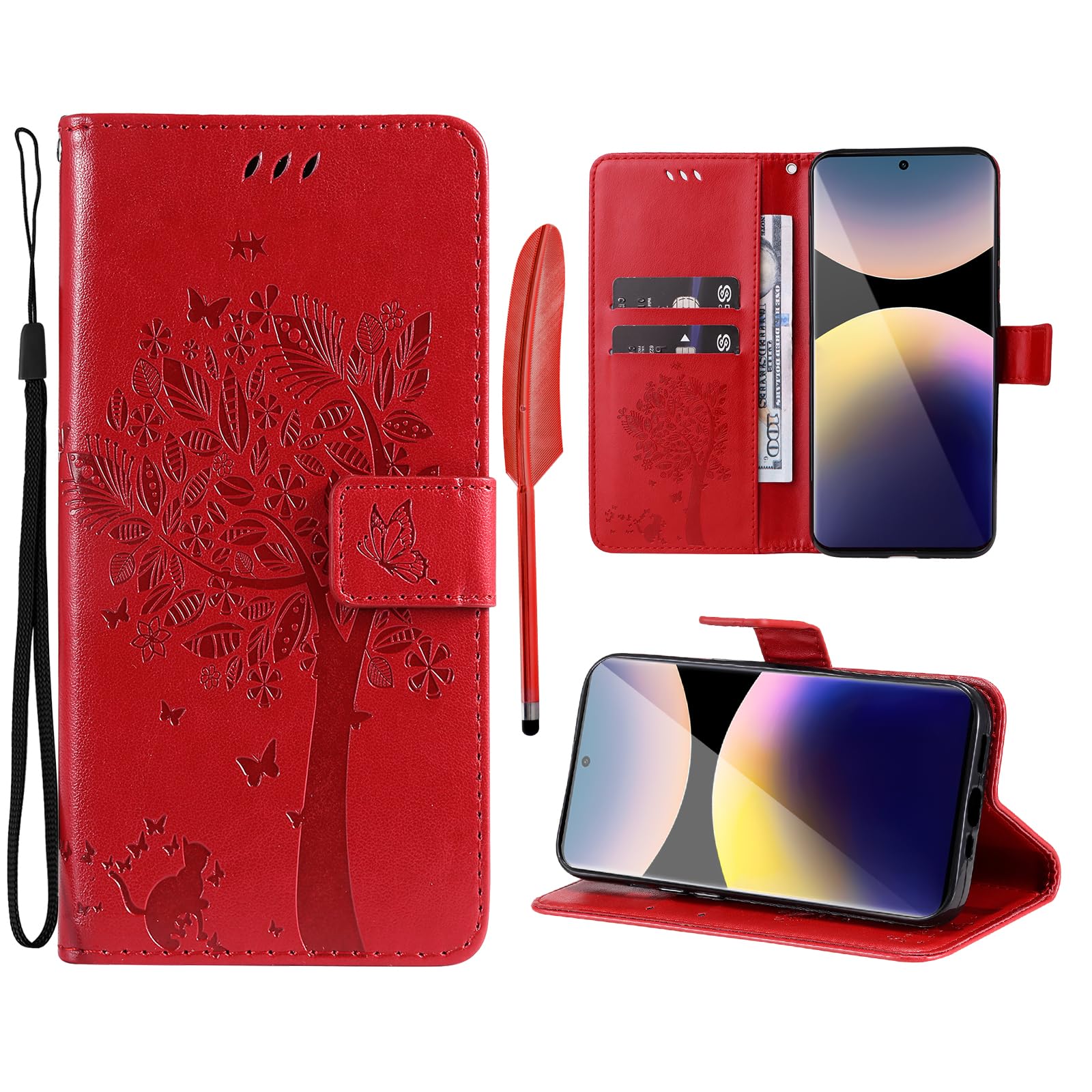 Cover Portafoglio Con Supporto Per Xiaomi Redmi Note 14 4G - Custodia In Pelle Con Fiori E Foglie, Magnetica E Antiurto
