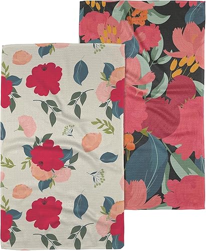 GEOMETRY Toallas de cocina de microfibra de secado rápido para cocina, rosas para ti, 18 x 30 pulgadas (paquete de 2)
